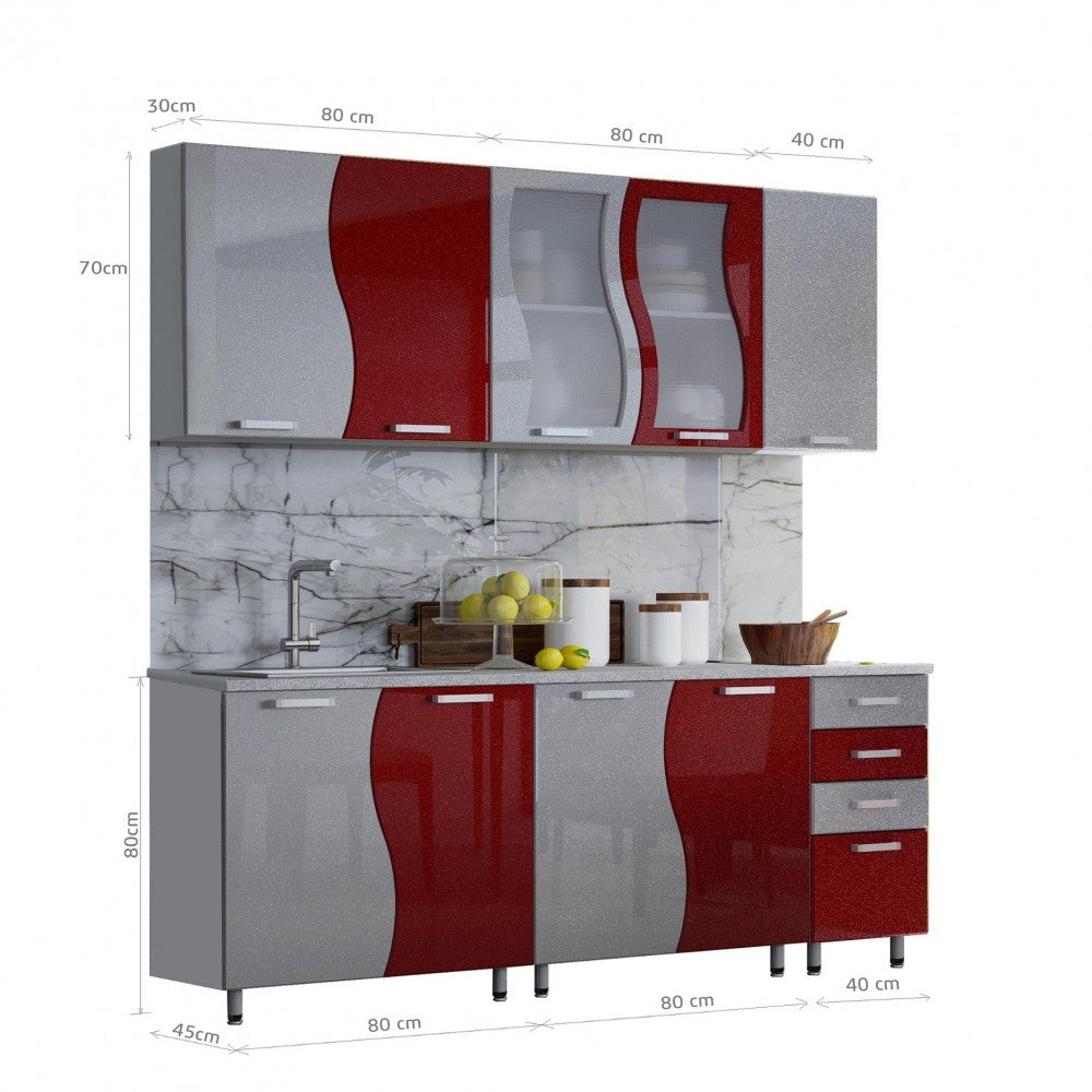 BUCATARIE CIP S MDF ROSU METALIZAT 2M