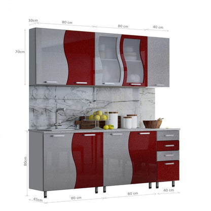 BUCATARIE CIP S MDF ROSU METALIZAT 2M