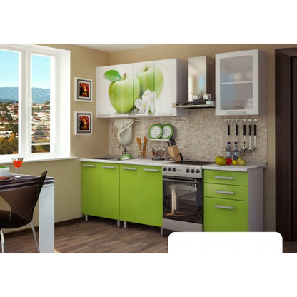 Bucatarie FAMP MAR, 180x60x200cm, Alb + Verde