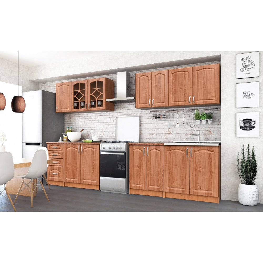 Bucatarie Olea Mebel MDF 2.6M cires cu blat intreg