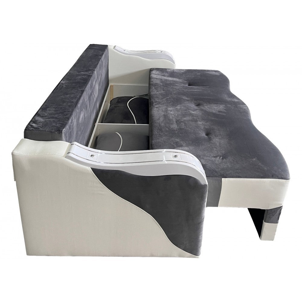 CANAPEA EXTENSIBILA SIMONA 225x74x100 CM, GRI, ALB