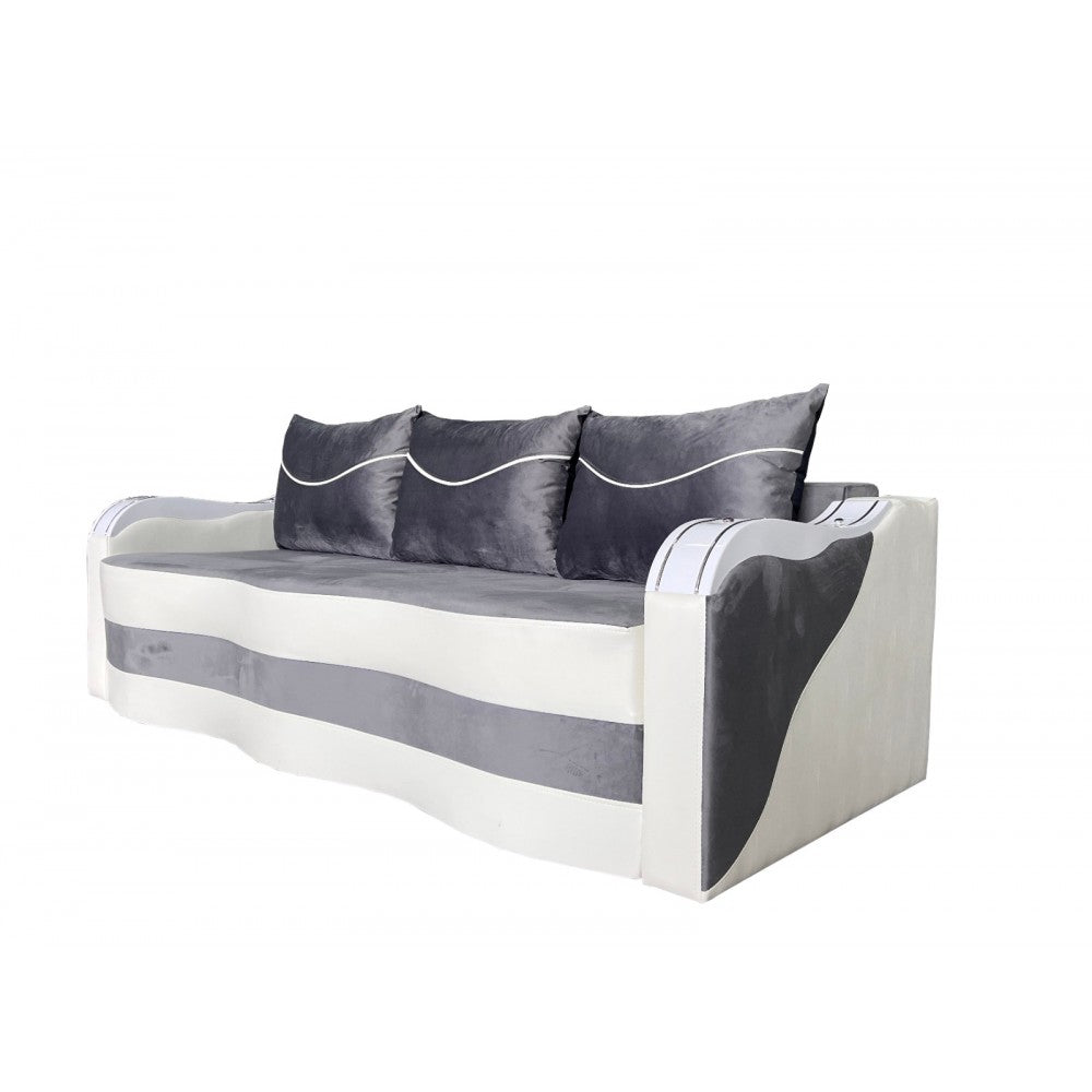 CANAPEA EXTENSIBILA SIMONA 225x74x100 CM, GRI, ALB
