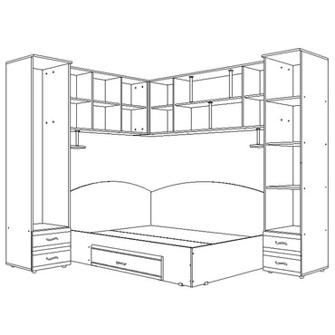 Dormitor Tineret Colt S, fag+cires 187x51/247x200cm