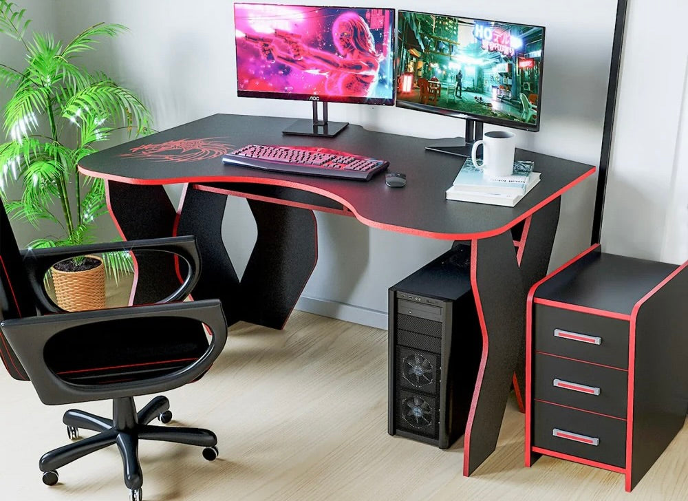 SET BIROU PC + NOPTIERA KL 9.0 WENGE+ROSU